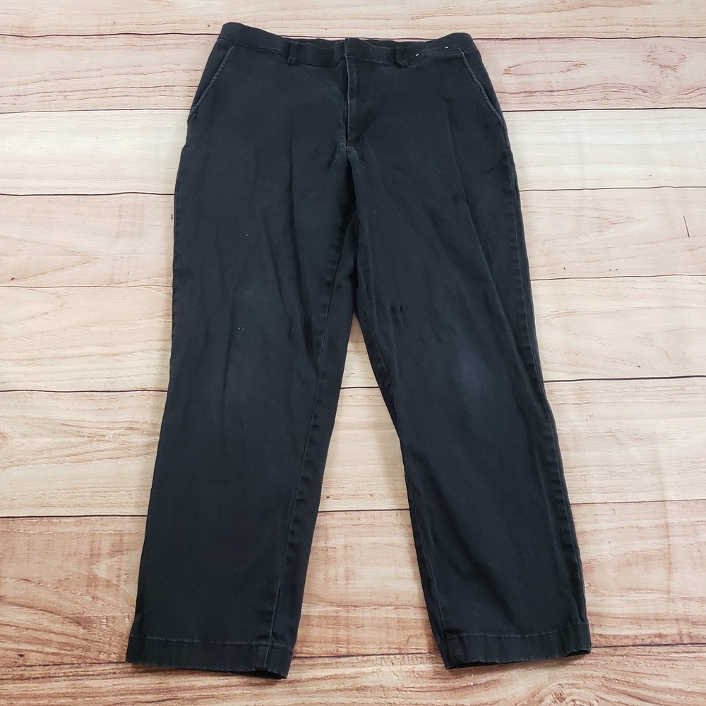 Uniqlo Pants Mens 33 Black Slim Chino Slacks Stretch Hook Eye Casual Adult 33x28